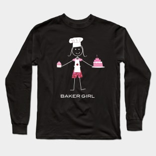 Funny Womens Baker Illustration Long Sleeve T-Shirt